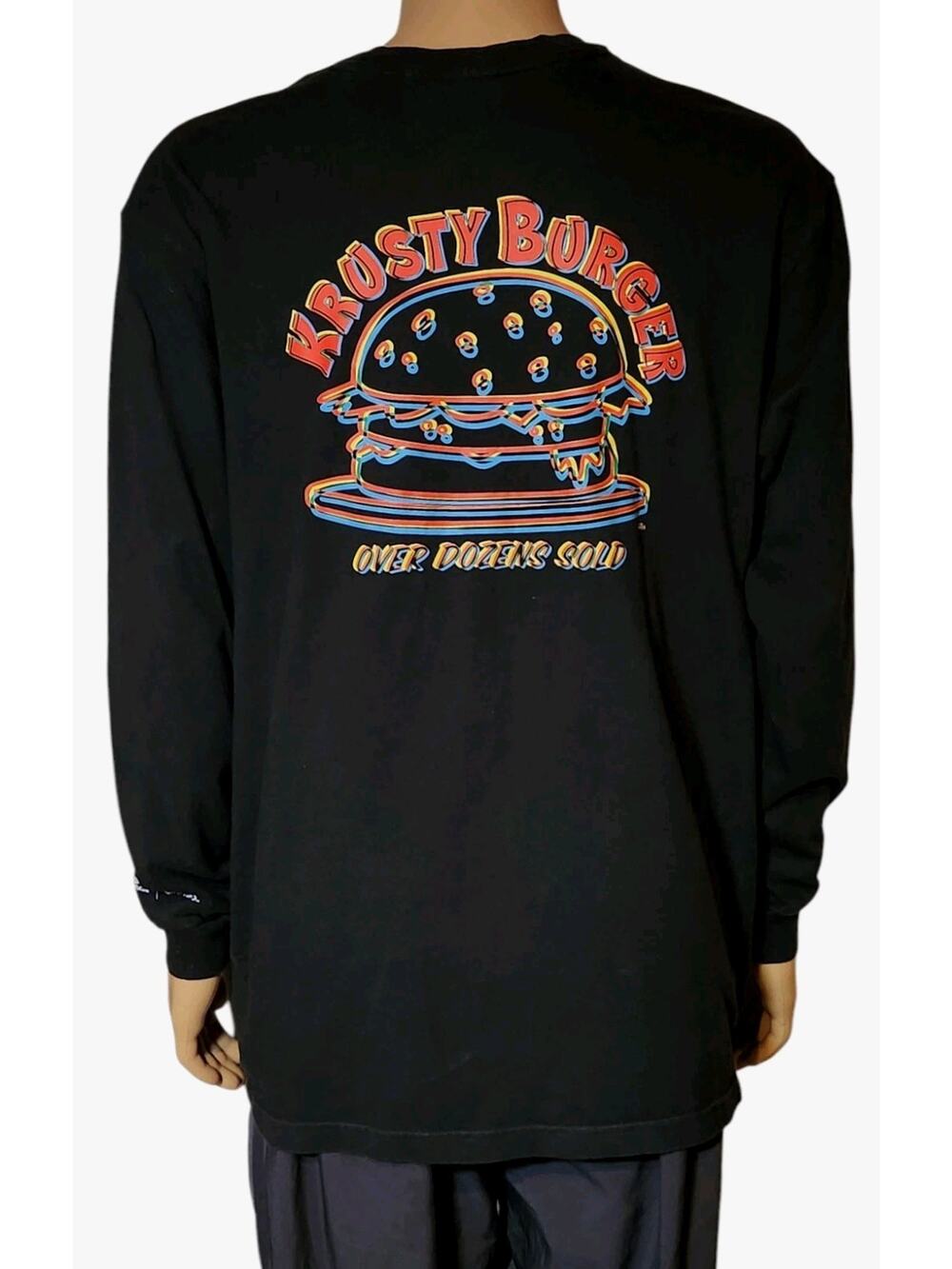 Adidas The Simpsons T-Shirt Mens Size XL Krusty Burger Black Tee Long Sleeve